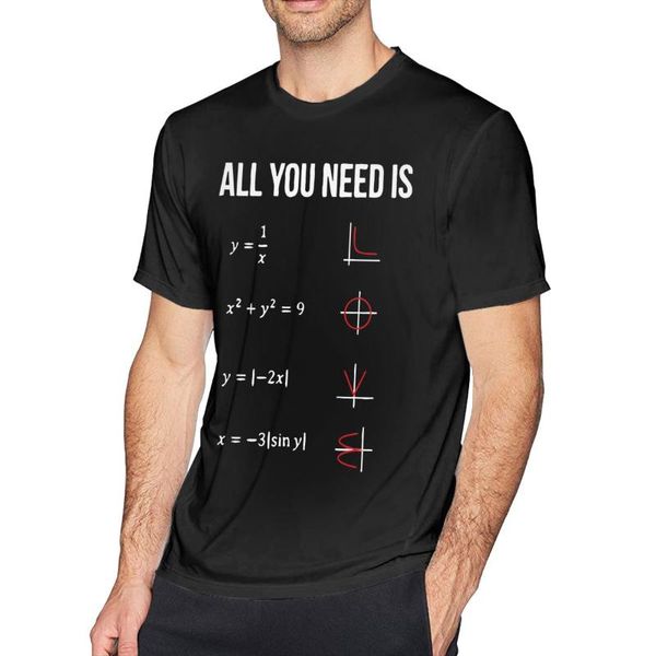 

men's t-shirts men fashion graphic all you need is love math printed youth casual t-shirt, White;black