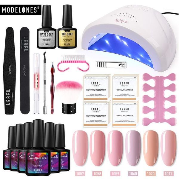 

modelones 20pcs/lot 48w/36w led lamp nail art gel polish semi permanent hybrid varnish tools kits full set set1