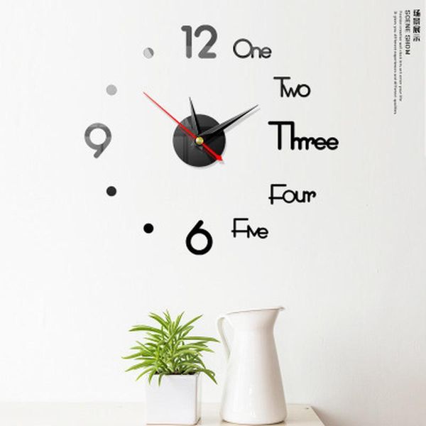 

wall clocks 3d digital clock mirror sticker home office decor for bedroom modern
