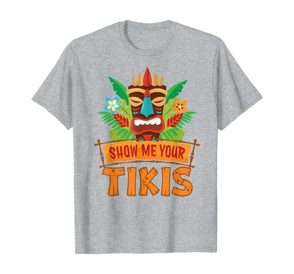 

show me your tikis hawaiian aloha luau party vacation t-shirt, White;black