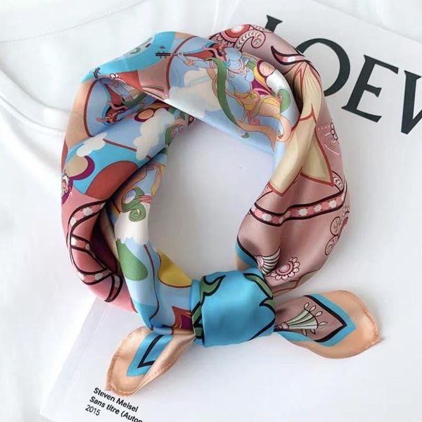 

scarves scarf for women luxury handkerchiefs hair women's bag silk shawl headscarf pareo bandana, Blue;gray