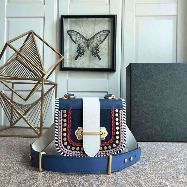

7a+designers the original order used imported calfskin lbd074 imported denim loulou bag leather straps bronze decorative fittings interior