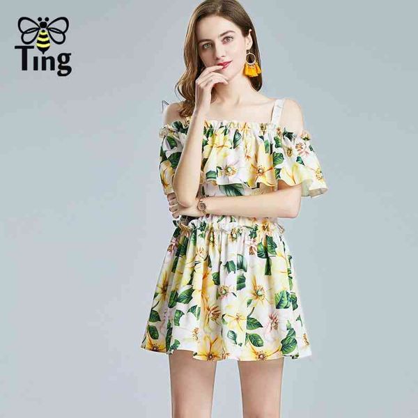 

summer bohemian flower print ruffles mini short dress boho strap lady girl casual vestidos elbise cloth 210513, Black;gray