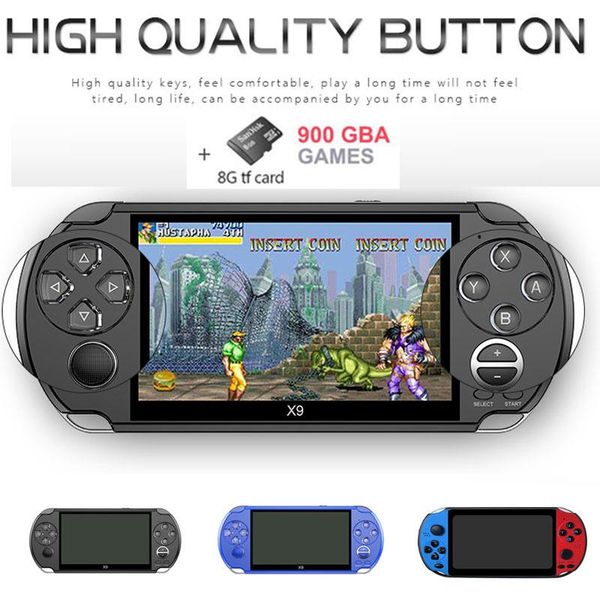 

handheld game player 5.0 inch large screen support tv out put with mp3/movie camera multimedia video console portable players