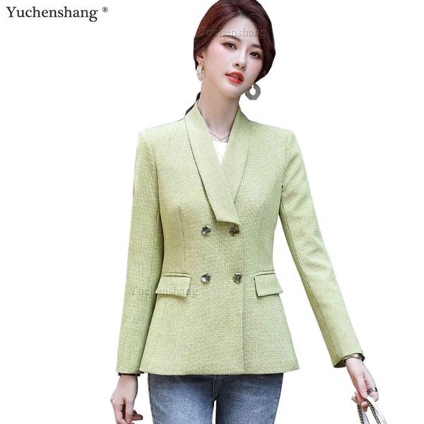 

women's suits & blazers fashion scarf collar double breasted women girl blazer new arrival gray orange green casual ladies female winte, White;black