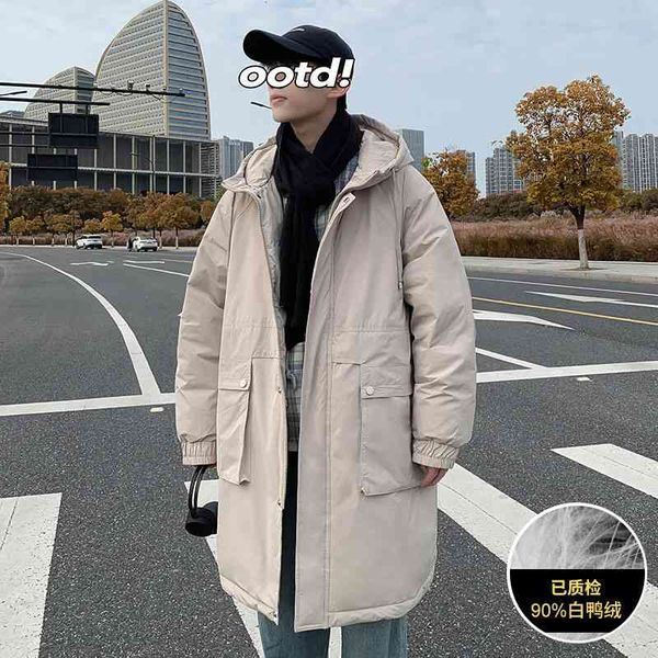 

men's jackets winter down jacket warm fashion casual hooded long coat men wild loose korean style oversize mens clothes s-3xl 1iof, Black;brown