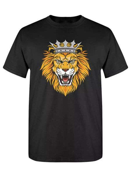 

lion head with crown graphic tee men's -image by shutterstock, White;black
