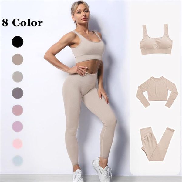 

yoga outfit sportswear set workout clothes athletic wear sports gym leggings women seamless fitness bra crop pants suit