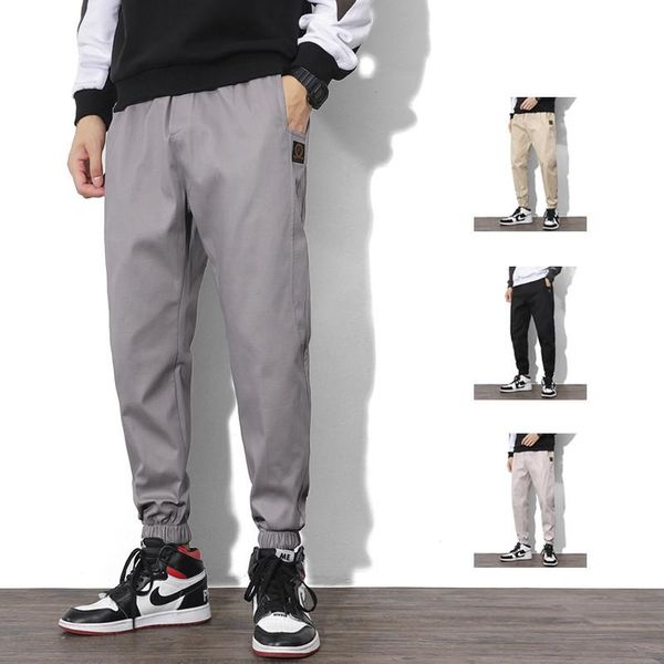 

men's pants men trendy cotton solid color japanese overalls techwear streetwear loose autumn cargo, Black