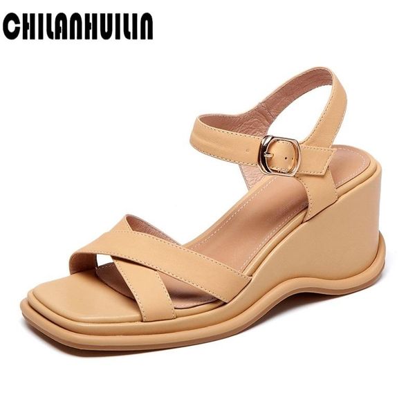 

dress shoes 2021 summer women beach sandals platform wedge solid gladiator sandal beige leather, Black