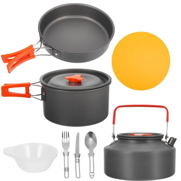 

pans 1 set 16pcs outdoor cooking kettle tableware cookware for camping picnic