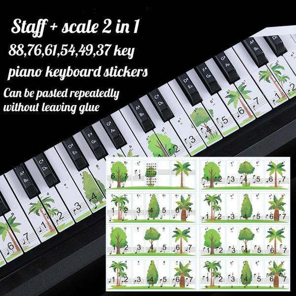 

wall stickers 88/76/61/54/49 children's piano keyboard multicolor animal print multi color design good adhesion and mobility