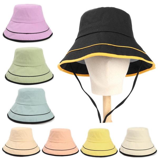 

outdoor summer sun hats women wide brim fishing cap hiking camping gorros men's beach hat anti-uv quick drying bucket caps, Black;white