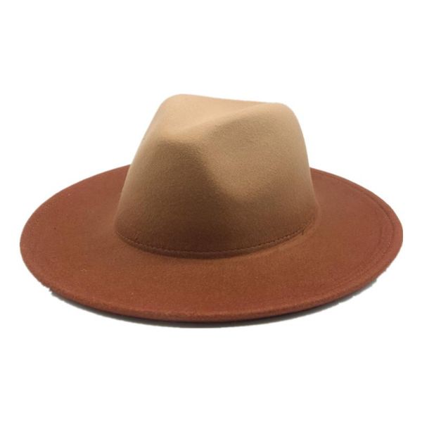 

wide brim hats women winter fedora hat gradient color designed panama vintage artificial jazz cap black caps, Blue;gray