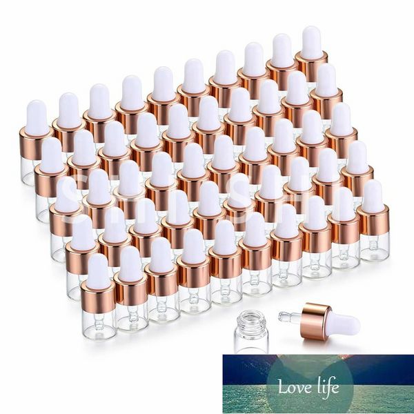 20 pezzi mini flaconi contagocce flaconi per aromaterapia con olio essenziale con tappo in oro rosa pipette per reagenti 1ml 2ml 3ml 5ml