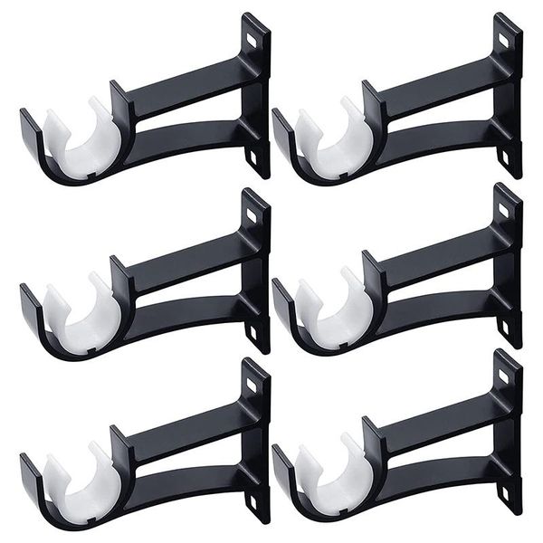 

shower curtains 6pcs curtain rod bracket set single hole small hooks for wall heavy duty drapery rods black
