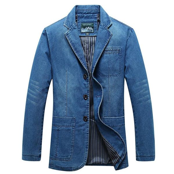 

men's suits & blazers mens denim blazer men fashion cotton vintage suit jackets male blue coat jacket slim fat jeans size m-4xl, White;black