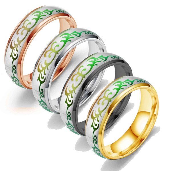 

stainls steel grass mood rings temperature change colors titanium steel men and women rings