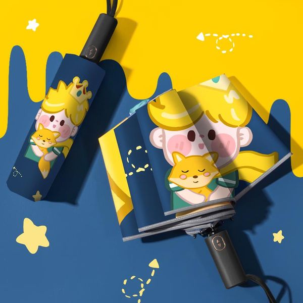 

umbrellas little prince children's male umbrella automatic safety anti rebound female primary school kindergarten ultra portable foldin