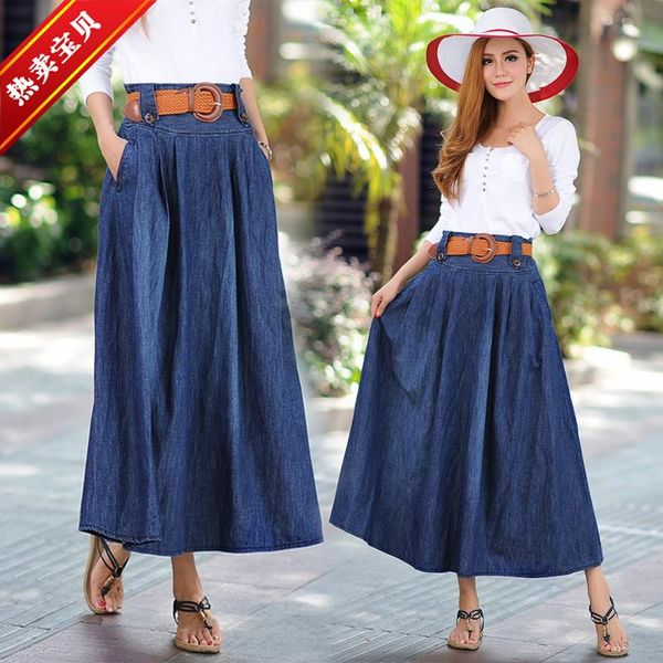 

skirts 2021 cross-border women's denim skirt celebrity style hem pleated, Black