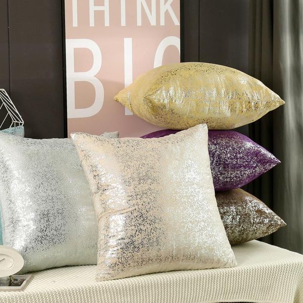 

bronzing pillow case solid cushion cover shining pillowcase decor throw pillows for seat sofa bed office home decoration cushion/decorative