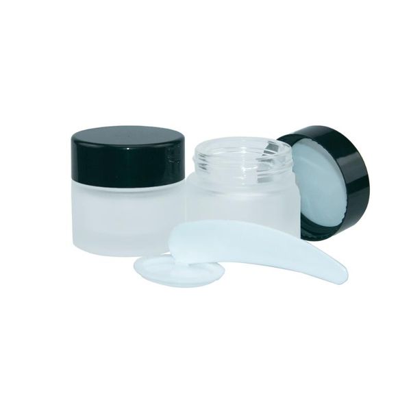

storage bottles & jars 10pcs 10ml reusable frosted glass face cream with black plastic cap gifts vials skin care products empty