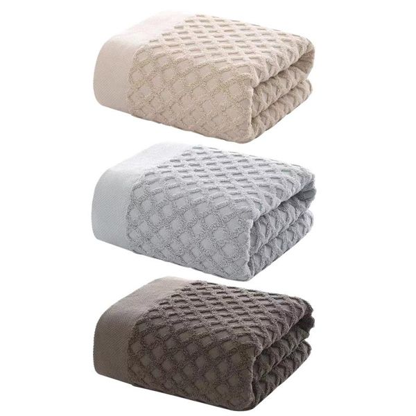 

70x140cm diamond plaid cotton beach bath towel absorbent bathing sheet washcloth 68ue