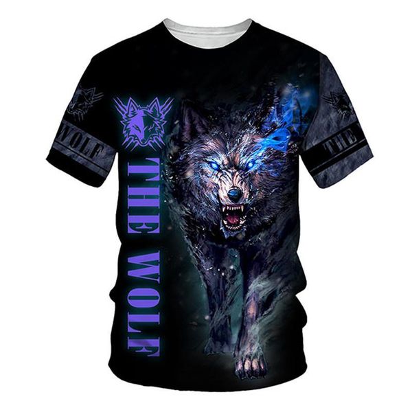 

men's casual shirts 2021 summer street fashion d wolf print short sleeve tshirt loose polyester top, White;black