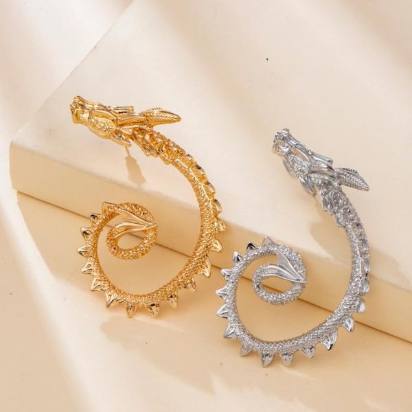 

stud vg 6ym 2021 fashion punk style dragon earrings simple design gold color metal for women party jewelry wholesale, Golden;silver