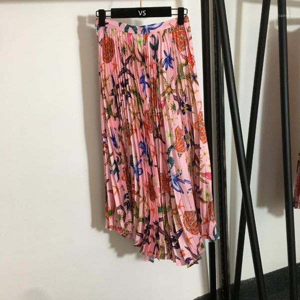 

skirts 2021 fashion women summer high waist print skirt pink blue code fall4273, Black