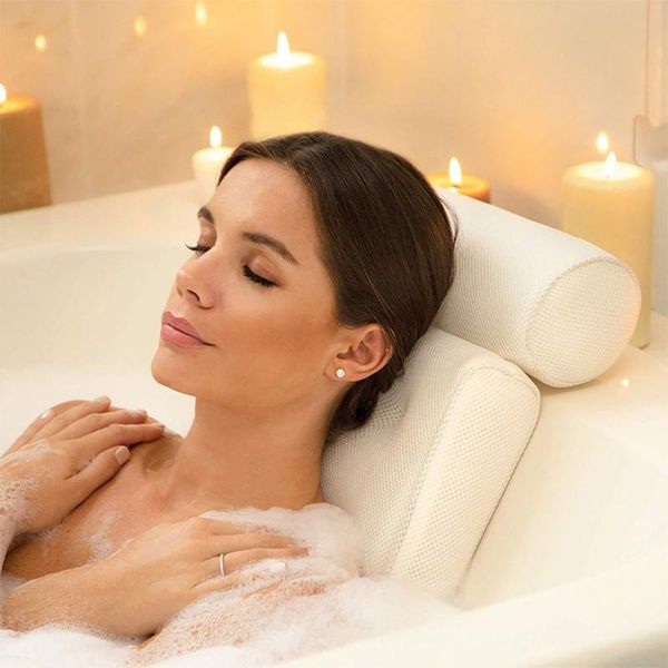 

other bath & toilet supplies spa non-slip pillow 3d mesh bathtub head rest with suction cups neck back support cushion