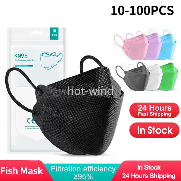 

us stock black disposable fish face mask 4ply ear loop reusable mouth cover fashion fabric 3d mouth masks cover mascarilla dhl fast
