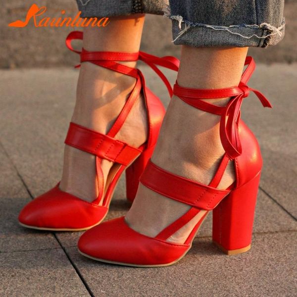 

karin 2021 fashion women shoes elegant ankle strap round toe thick high heels sandals, Black