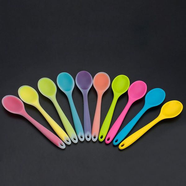 

spoons 1 piece home use mini silicone soup spoon colorful heat resistant kitchenware cooking tools utensil color random