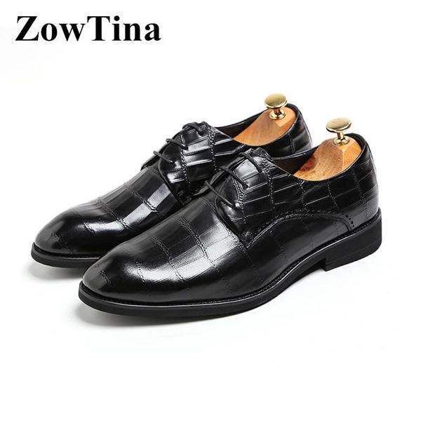 

dress shoes 2021 men formal flats lace up business oxford man genuine leather zapatos de hombre luxury office work brogue, Black