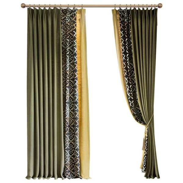 

curtain & drapes customized curtains luxury european for bedroom modern splicing thick cotton linen blackout window