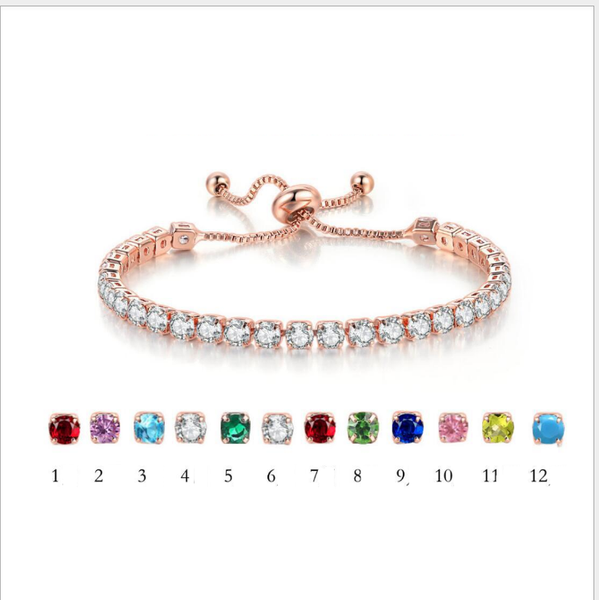 

link, chain 4mm round zircon single row full diamond adjustable crystal bracelet female cross-border birthstone jewelry wholesale, Black