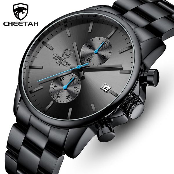 

wristwatches men watches cheetah brand fashion luxury quartz watch mens black stainless steel casual sports wristwatch relogio masculino, Slivery;brown