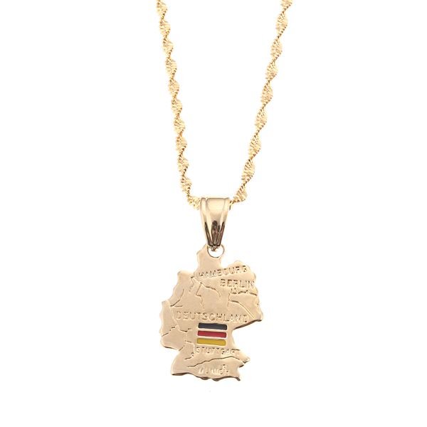 

german deutschland map flag necklace germany chain women gold color jewelry, Silver