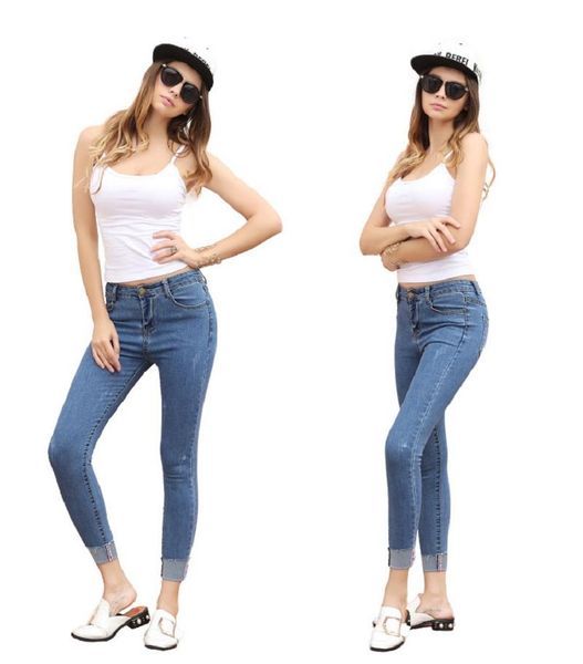 

women's jeans 2021 self-cultivation pencil pants elastic thin, Blue