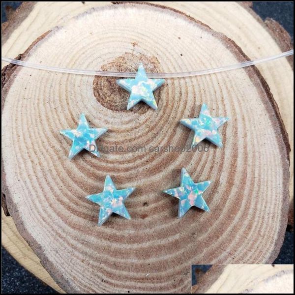 

chains necklaces & pendants jewelrychains 10pcs synthetic opal star pendant 10mm mint op03 color stone for fancy necklace drop delivery 2021, Silver