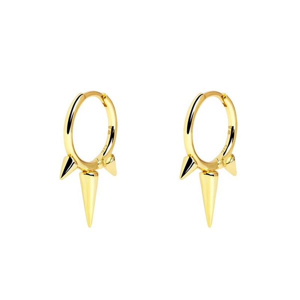 

hoop & huggie canner geometric smooth rivet earrings for women 925 sterling silver hoops pendientes plata piercing gold jewelry, Golden;silver