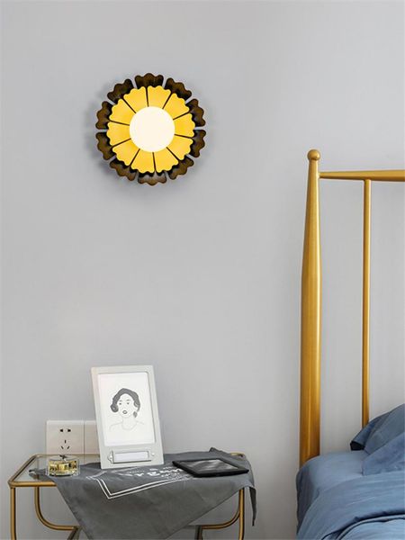 

wall lamp nordic modern bedroom bedside lamps yellow sunflower shape living room entrance hallway balcony decor bathroom lights