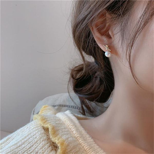 

stud korean fashion pearl earrings for women bijoux femme cute earring jewelry 2021 trendy gift friends, Golden;silver
