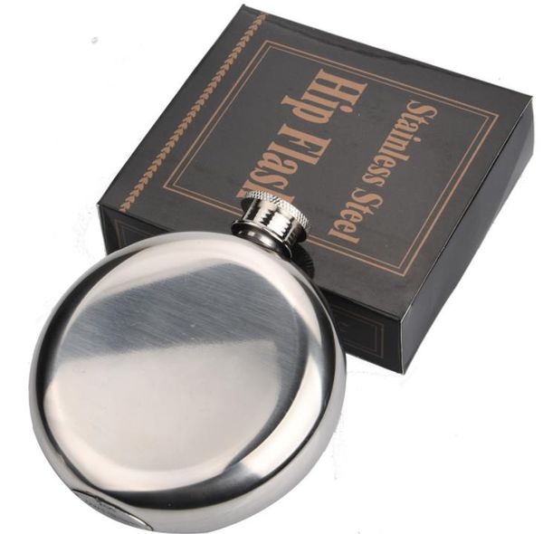 5oz Yuvarlak Paslanmaz Çelik Hip Flask Viski Likör Şarap Şişesi Cep Konteynerleri Rus Flagon Şişeler Seyahat Açık SN2854