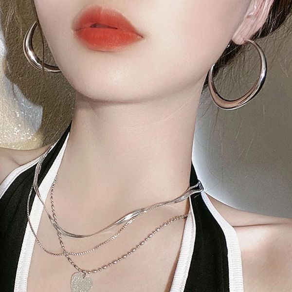 

hoop & huggie trend earrings geometric gold / silver colorexaggerated round for women girls simple punk gift party jewelry wholesale, Golden;silver