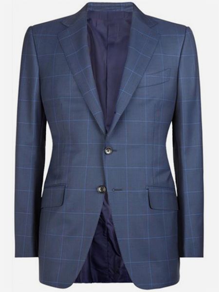 

men's suits & blazers navy windowpane custom suit james bonde tailor made mens plaid mtm blue prince of wales checks, White;black