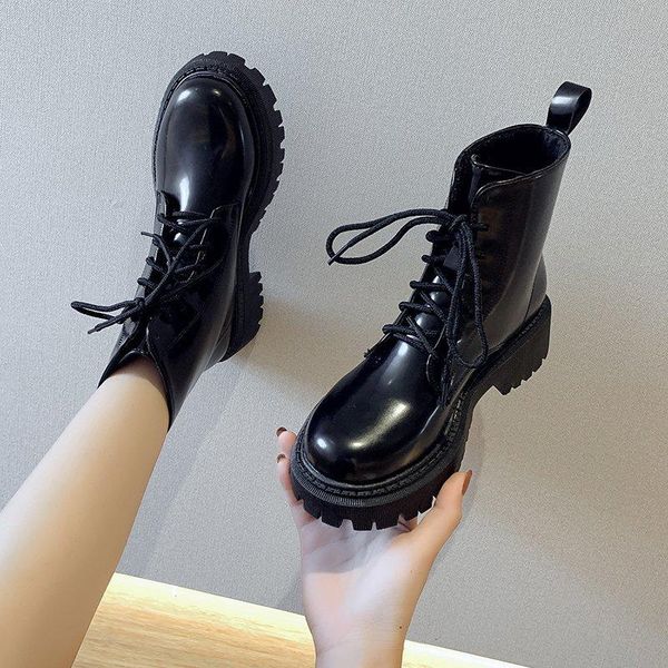 

boots women high heels 4.5 cm women's motorcycle platform ankle warm winter shoes botas mujer, Black
