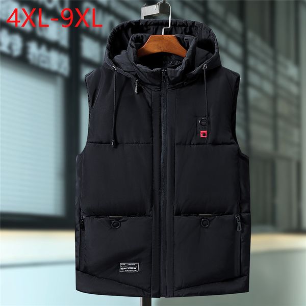 

men's vests brand clothing jacket mens autumn warm sleeveless male winter casual waistcoat men plus large size 4xl-9xl caoc, Black;white