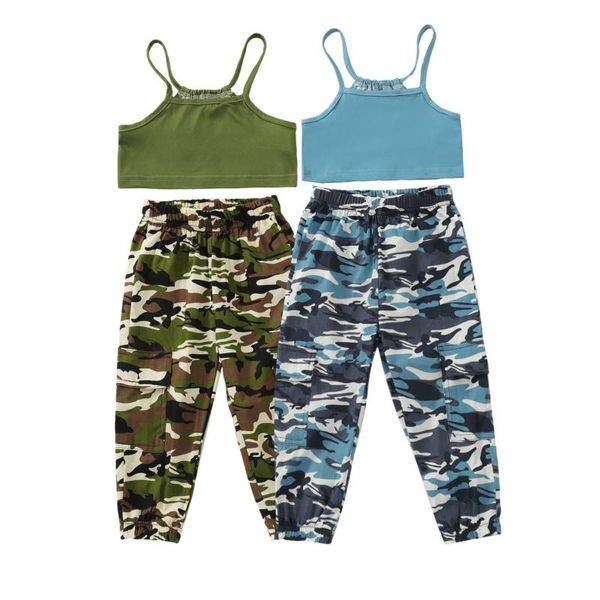 

clothing sets little toddler baby girl summer outfits strap sleeveless vest tank camouflage pants leggings tracksuit set, White